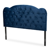 Baxton Studio Clovis Modern and Contemporary Navy Blue Velvet Fabric Upholstered Full Size Headboard